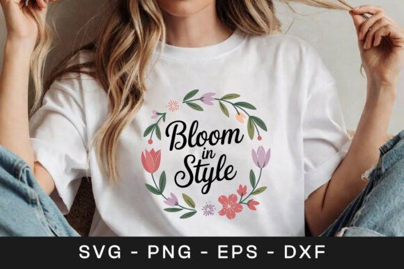Bloom Style Floral Wreath SVG PNG for Crafts