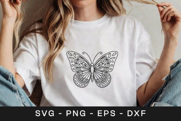 Butterfly Ornamental Line Art SVG PNG