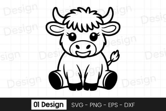 Cute Baby Highland Cow Sitting SVG PNG