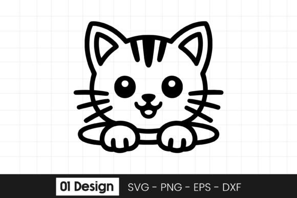 Cute Kitten Peek Outline Design SVG PNG for Crafts & Graphics