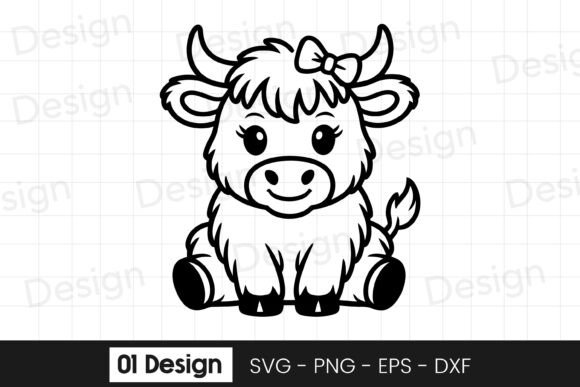 Fluffy Baby Highland Cow SVG Graphics for Crafts and Design