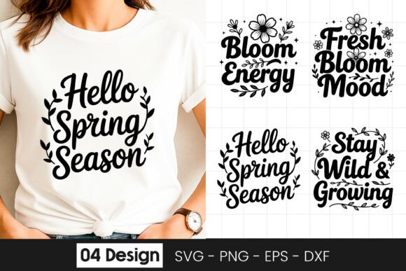 Hello Spring Season Floral Graphics for Crafts
