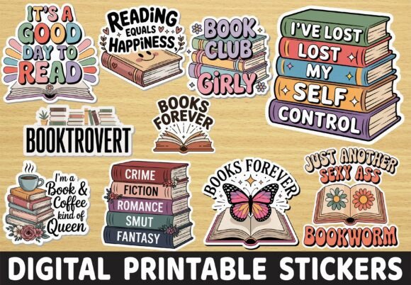 Retro Reading Graphics for Crafts