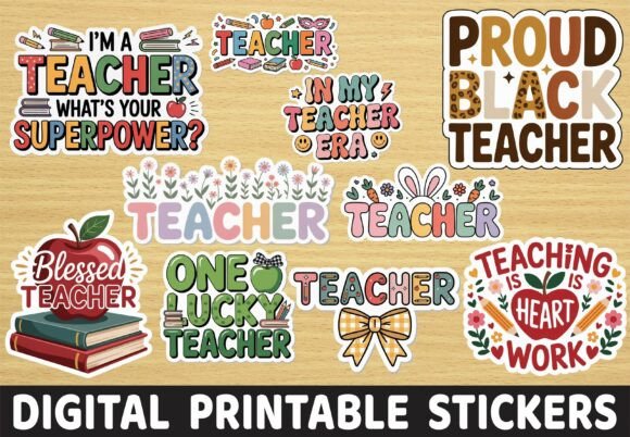 Retro Teaching Teacher Quote Stickers Graphics for Crafts
