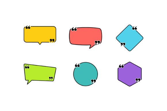 Speech Bubble Quote Shape Set Graphics for Crafts