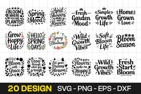 Spring Floral Quotes Typography SVG PNG